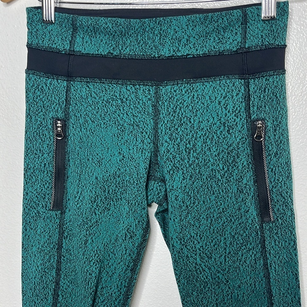 Lululemon Inspire Tight Power Luxtreme Spray Jacquard Green Leggings Women Sz 4 - Picture 2 of 5